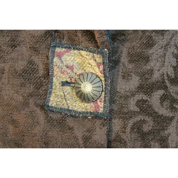 Dot & Vera Boho Brown Floral Full Length Coat Vintage 60s Elbow Patches Size L - Picture 4 of 9